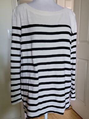 Loft  Black & White Striped Long-Sleeve Shirt
